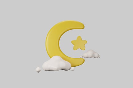 Preview: Crescent Moon, Star, and Clouds