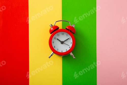 Preview: Red Clock on colorful background
