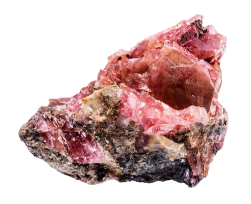 Preview: raw crystalline rhodonite mineral isolated