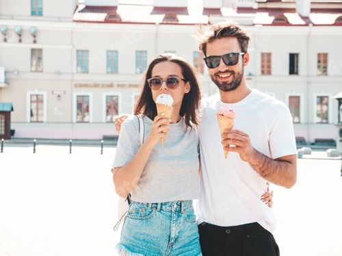 Preview: Beautiful woman and her handsome boyfriend posing outdoors
