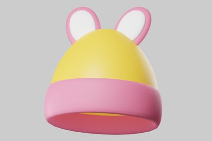 Preview: Cute pink and yellow bunny hat