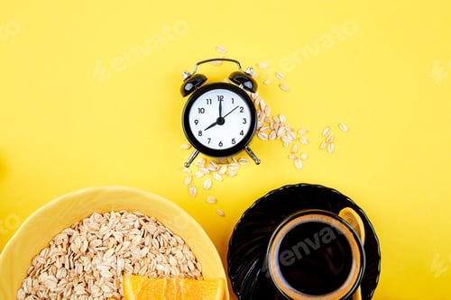 Preview: Morning coffee, granola breakfast, alarm clock