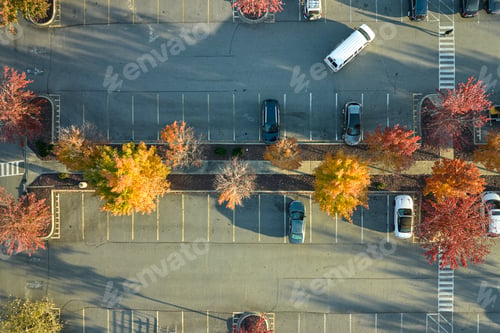 Preview: View from above of many parked cars on parking lot