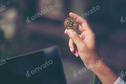 Preview: working with bitcoin, online business concept