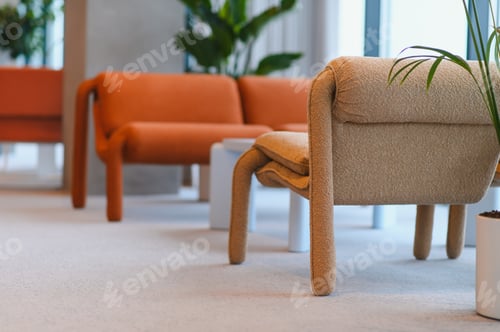 Preview: Modern office lounge area with comfortable furniture