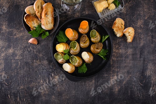 Preview: Baked snails Escargot with bread