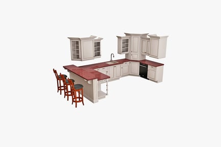 Preview: Modern kitchen with island and white cabinetry