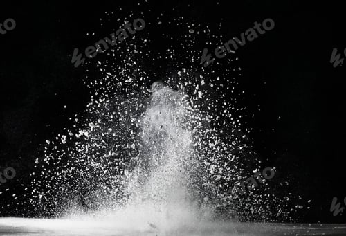 Preview: White dust exploding on surface impact