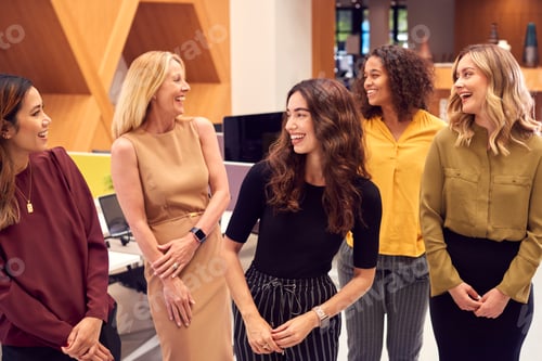 Preview: Portrait Of Multi-Cultural Female Business Team Standing In Modern Open Plan Office