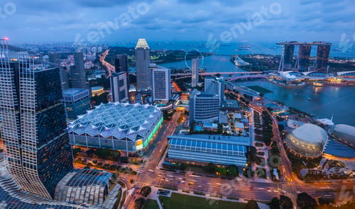 Preview: Twilight cityscape with a vibrant urban skyline.