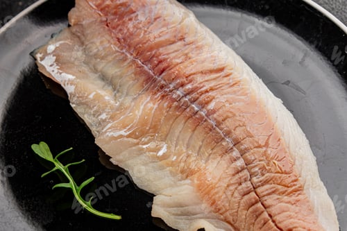 Preview: Raw fillet white fish natural food fresh pescetarian diet gourmet food background