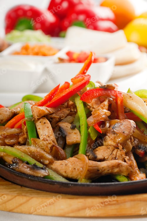 Preview: original fajita sizzling hot on iron plate
