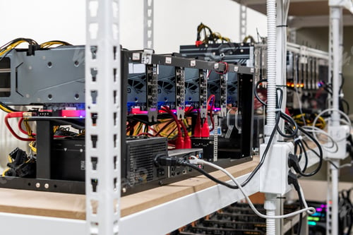 Preview: Closeup shot of brand new electronics in a warehouse