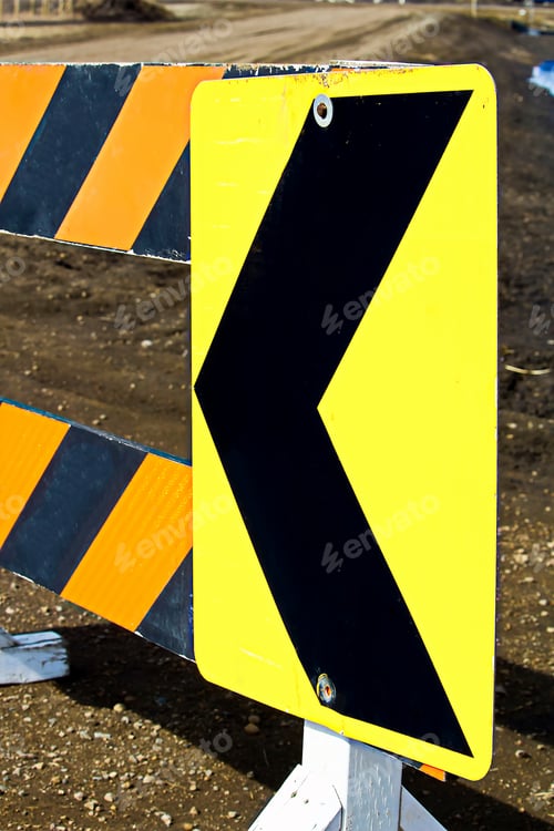 Preview: Closeup of a detour roadblock