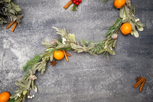 Preview: Christmas decoration made from oranges, leaves and pine cones