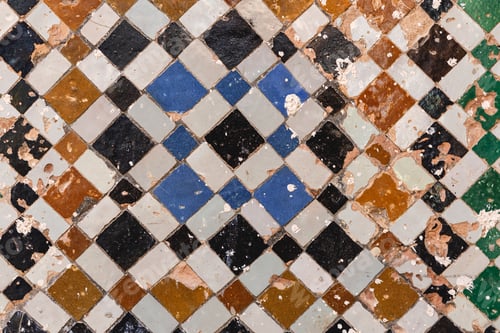 Preview: Abstract mosaic on facade of building