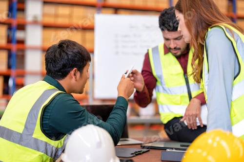Preview: Group of worker in the warehouse factory