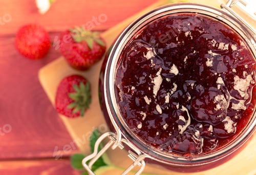 Preview: Traditional strawberry jam made at home with a prescription.