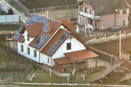 Preview: Private home roof covered with solar photovoltaic panels