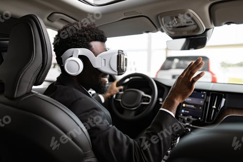 Preview: Businessman explores new car interior with 3D virtual glasses