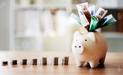 Preview: Money Piggy Bank with Cash and Coins