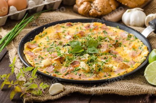 Preview: Egg omeletta with ham and herbs
