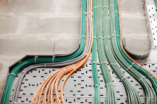 Preview: Closeup shot of colorful cables on the wall