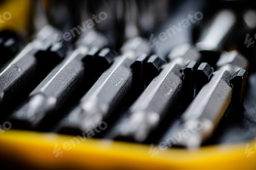 Preview: Set of construction bits. Macro background.
