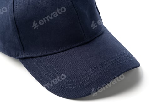 Preview: Navy Blue Baseball Cap on a White Background With Clear Lighting