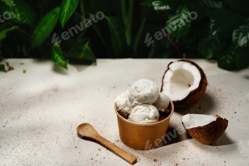 Preview: Vegan coconut ice cream in paper cup