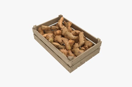Preview: Wooden Crate Full of Fresh Ginger Roots
