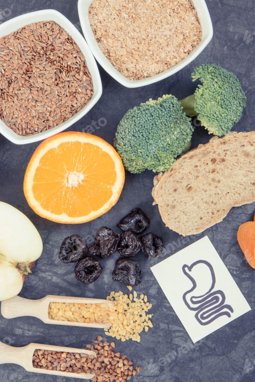 Preview: Beneficial eating for digestive system. Healthy ingredients containing vitamins and minerals