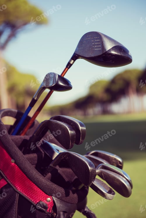 Preview: close up golf bag on course