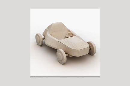 Preview: Wooden toy car with varied wheel sizes