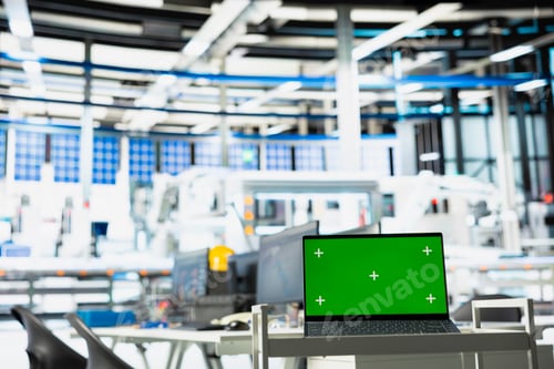 Preview: Isolated screen monitor in photovoltaics factory used to oversee performance