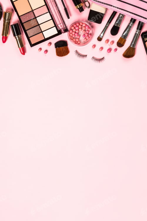 Preview: Makeup professional cosmetics on pink background