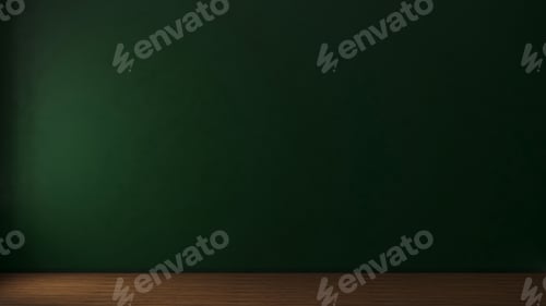 Preview: Empty green wall in empty room with wooden floor, 3d rendering