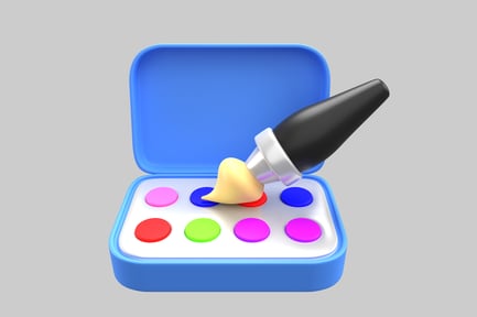 Aperçu: Boîte bleue avec pinceau inclus pour espaces créatifs