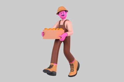 Preview: Orange harvest farmer character