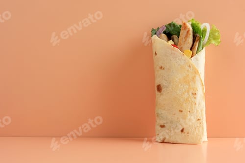 Preview: Delicious Chicken Wrap with Fresh Lettuce and Ripe Tomatoes in Tortilla