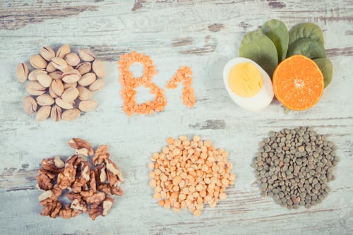 Preview: Ingredients containing vitamin B1 and dietary fiber, healthy nutrition concept