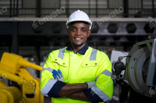 Preview: Engineer work at robotic arm factory.