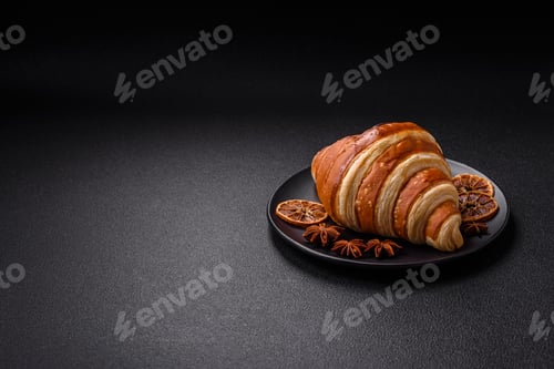 Preview: Delicious crispy sweet croissant cornet with chocolate