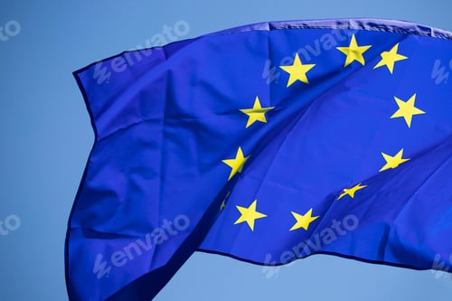 Preview: The flag of Europe waving in the wind