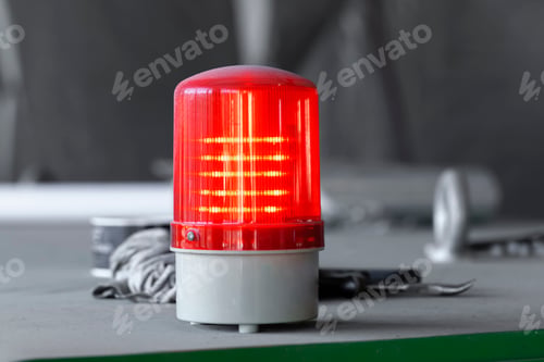 Preview: Warning light alarm in industrial plant close up