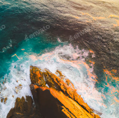 Preview: Aerial view of sunset on the sea
