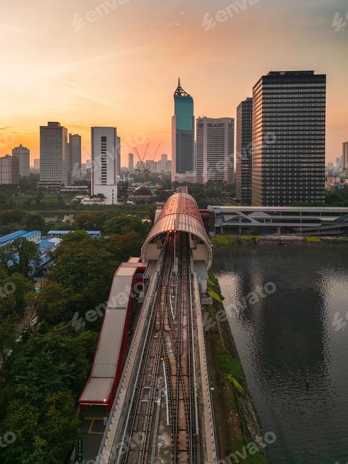 Preview: Jakarta railway station at sunset