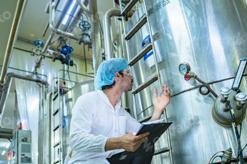 Preview: Professional conducting quality checks on a stainless steel tank