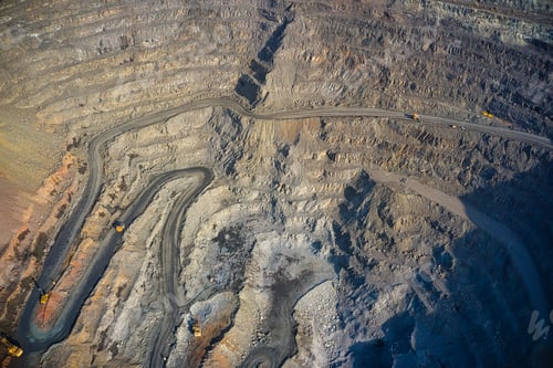 Preview: Aerial view of southern mining factory, mine quarry in Ukraine