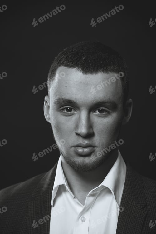 Preview: Black And White Photography. Model. A Man In A Business Suit. Election Campaign.